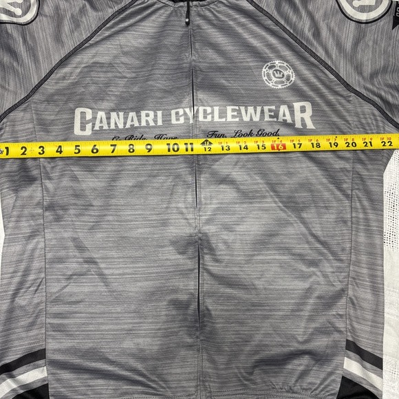 CANARI Cycling Jersey Men's XL Black and White Bicycle Full Zip Top - Picture 16 of 16